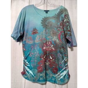 Westbound Shirt Ladies Medium Blue Shimmer Bohemian‎